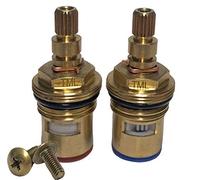 Pair of Tap Magician Replacement Ceramic Disc Quarter Turn Tap Cartridges (Pair) 20 Teeth BSP 1/2" SUPPLIED WITH SOLID BRASS SCREWS (Q551J)