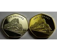 Pair of THE MALLARD Steam Engine Silver & 24ct Gold Commemorative Coins Albums/50p Collectors, STEAM & STEEL SERIES Iconic Railway Locomotives