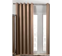 Pair of Thermal Ready Made Eyelet Blackout Curtains OHS Beige 167cm width x 183cm drop