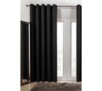 Pair of Thermal Ready Made Eyelet Blackout Curtains OHS Black 117cm width x 183cm drop