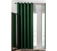 Pair of Thermal Ready Made Eyelet Blackout Curtains OHS Dark Green 167cm width x 137cm drop