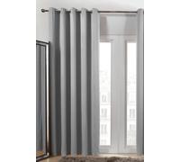 Pair of Thermal Ready Made Eyelet Blackout Curtains OHS Silver 168cm width x 137cm drop