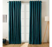 Pair of Thermal Ready Made Eyelet Blackout Curtains OHS Teal 229cm width x 229cm drop