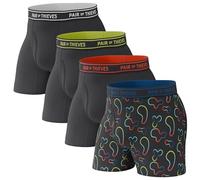 Pair of Thieves 4 Pack Mens Boxer Briefs - Soft, Stretchy, Moisture-Wicking Underwear for Men - All-Day Comfort and Support, Black, XXL