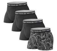 Pair of Thieves Every Day Kit Soft Cotton Trunks for Men Pack (4 Pack), Black, Small, Black, S