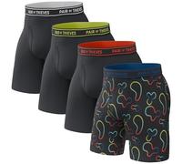 Pair of Thieves Men’s Long Boxer Briefs - Soft, Breathable, Quick Dry Underwear with 4-Way Stretch - Multi-Pack, Black 1.0, M