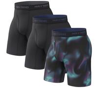 Pair of Thieves Men’s Long Boxer Briefs - Soft, Breathable, Quick Dry Underwear with 4-Way Stretch - Multi-Pack, Black/Purple, XXL