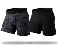 Pair of Thieves Men's Hustle Boxer Briefs - 2 Pack Performance Athletic Underwear for Men, Printed Black / Black, S