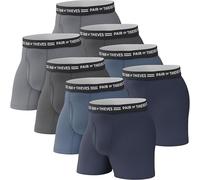 Pair of Thieves Men's Underwear Boxer Briefs - Soft Cotton Boxer Briefs for Men Pack - 8 Pack Tagless Mens Underwear, Blue/Grey, L