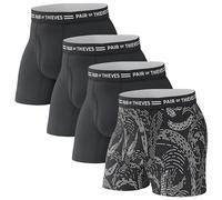 Pair of Thieves Soft Cotton Boxer Briefs for Men Pack (4 & 8 Pack) - Tagless Mens Underwear for All-Day Comfort and Support, Black/White, XL