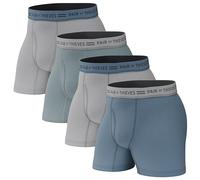 Pair of Thieves Soft Cotton Boxer Briefs for Men Pack (4 & 8 Pack) - Tagless Mens Underwear for All-Day Comfort and Support, Grey/Denim, XXL