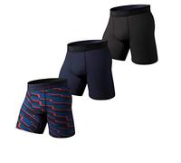 Pair of Thieves Super Fit Long Boxer Briefs for Men - Ultra Soft, Breathable, Quick-Dry Underwear 4-Way Stretch (2 & 3 Pack), Black/Blue, L