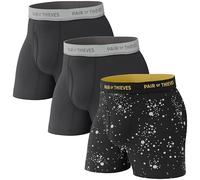 Pair of Thieves Super Fit Men’s Boxer Briefs 3 Pack, Black/Yellow/Black, Medium