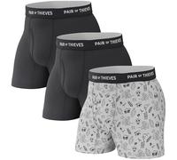 Pair of Thieves Super Fit Men’s Boxer Briefs 3 Pack, White/Black, Large
