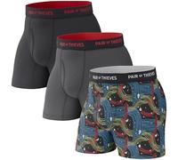Pair of Thieves Super Fit Men's Boxer Briefs - Soft, Breathable, Quick-Dry Underwear with 4-Way Stretch (2 & 3 Pack), Black/Charcoal, L