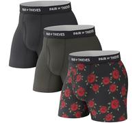 Pair of Thieves Super Fit Men's Boxer Briefs - Soft, Breathable, Quick-Dry Underwear with 4-Way Stretch (2 & 3 Pack), Navy/Olive, L