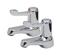 Pair of Traditional Contract Lever Basin Taps Chrome WRAS Approved