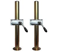 Pair of trailer prop stands corner steady 42mm diameter x 610mm with clamps
