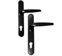Pair of Trojan Sparta 92PZ Long backplate Black Powder Coated Sprung Lever/Lever uPVC Door Handle Set