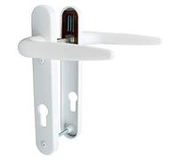 Pair of Trojan Sparta 92PZ Short backplate White Powder Coated Sprung Lever/Lever uPVC Door Handle Set