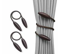 Pair of Twist Curtain Tie Backs - Durable Holdbacks for Curtains & Voiles - Flower Bud Design - Not Magnetic Clip (Chocolate)