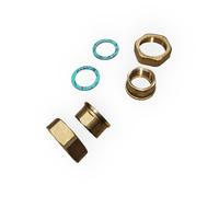 PAIR OF UNIONS FOR CIRCULATOR PUMP IN BRASS Ø 1" X 1"1/2 FEMALE WITH GASKETS