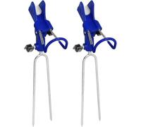 Pair of Universal Stainless Steel Rod Holders for Bank Fishing Fish Pole Holder Ground Support Stand, 360 Degree Adjustable Catfishing Equiment Bracket for Beach (Blue)