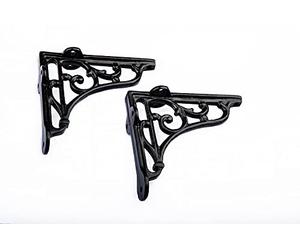 Pair of Victorian Scroll Shelf Brackets 4x4 Inch Antique Black | Home Decoration