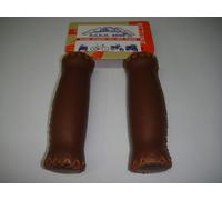 Pair of Vintage Brown Faux Leather Handlebar Grips Bike Fixed Single Speed