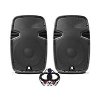 Pair of Vonyx 12" Active PA Speakers Set - 1200W Powered DJ Speaker System with Built-in Amplifiers, Audio Cables Included - Ideal for Live Music, Mobile DJs, Karaoke, Parties & Venues