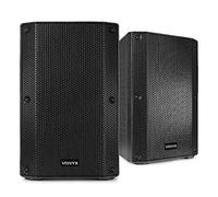 Pair of Vonyx VSA10P Passive PA Speakers 10-Inch Woofer & 1-Inch Tweeter, 1000W Max Power, ABS Housing, Built-in Stage Monitors, Wheels & Handles, Speakon Connections, DJ Sound System Speakers