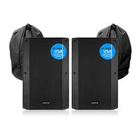 Pair of Vonyx VSA12 Active PA Speakers 12 Inch Bi-Amplified 1600W DJ Sound System with Bags, Two-Way Powered DJ Speaker Pair for Live Events & Stage Use