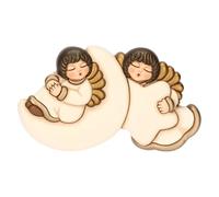 Pair of Wall Angels with Moon and Star in Ceramic - 18.8 x 11 x 3.8 cm