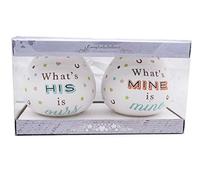 Pair of Wedding Money Pots Boxes Gift Set - What's Mine is Mine & What's His is Ours