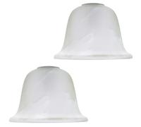 Happy Homewares Pair of White Alabaster Glass Shades with Traditional Shape for E14 and E27