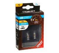 Pair Of White LED Dashboard Bulbs T5 Glass Base