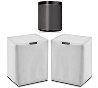 Pair of White Outdoor Speaker Covers for Sonos Play:1 / One/One SL - 600D Weatherproof Fabric - UV, Dust & Rain Shield - SoundCover 2-Pack