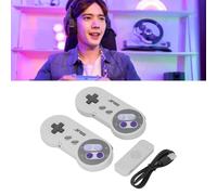 Pair of Wireless Game Console with Memory Card Slot Plug and Play Ergonomic Retro Video Stick for SFC TV