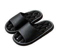 Pair of Women Men Solid Shower Room Home Non-Slip Breathable Massage Soft Sole Quick Drying Slippers Comfortable Flat Shoes, black, 8.5 UK