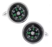 Pair of Working Compass Shirt Cufflinks Silver Base Geography Teacher