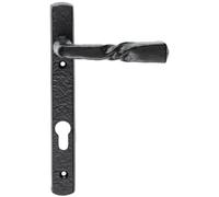 PAIR Ornate Twisted Lever on Narrow Euro Backplate - 220 x 28mm - Black Antique | Front Door Lever on Backplate Door Handle - Traditional Interior/Exterior Handle - Front and Back Door Hardware Set