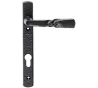 PAIR Ornate Twisted Lever on Narrow Euro Backplate - 220 x 28mm - Black Antique | Front Door Lever on Backplate Door Handle - Traditional Interior/Exterior Handle - Front and Back Door Hardware Set