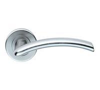PAIR Oval Shaped Arched Bar Handle Concealed Fix Round Rose Satin Chrome