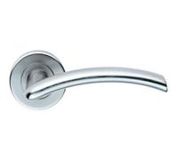 Pair Oval Shaped Arched Bar Handle Concealed Fix Round Rose Satin Chrome