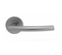 PAIR Oval Shaped Curved Bar Handle Concealed Fix Round Rose Satin Chrome