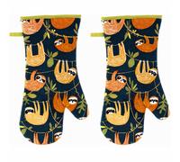 PAIR OVEN GAUNTLETS Curious Cows Cat Nap Robins RHS Mitt Glove Ulster Weavers