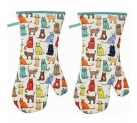 PAIR OVEN GAUNTLETS Curious Cows Cat Nap Robins RHS Mitt Glove Ulster Weavers