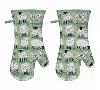 PAIR OVEN GAUNTLETS Curious Cows Cat Nap Robins RHS Mitt Glove Ulster Weavers