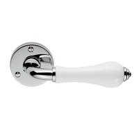 PAIR Porcelain Handle with Ringed Detailing 58mm Round Rose Polished Chrome Loops Multi One Size