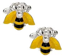 PAIR QUALITY BEE CUFFLINKS SHIRT BEEKEEPER HIVE BUMBLE WASP INSECT YELLOW BLACK WORKER BEES